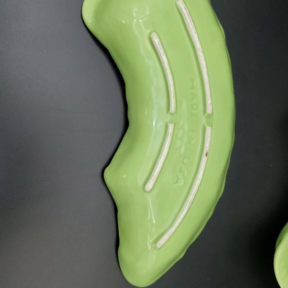 Retro California Pottery No 333 B Lime & Dark Green Leaf Design (No Lazy Susan) - Picture 7 of 10